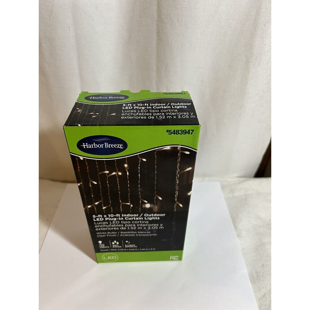 Harbor Breeze 5ft x 10ft Indoor/Outdoor LED Plug-In Curtain Lights #5483947🔥